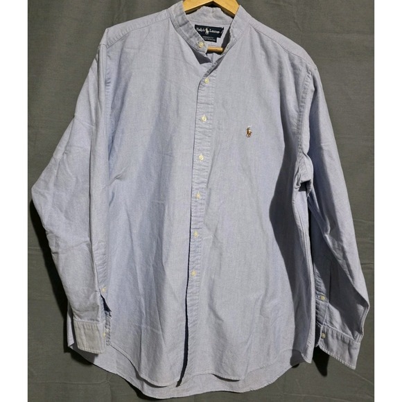 Vintage Ralph Lauren Shirt Mens 17.5 Yarmouth Oxford Blade Collar Flesh Pony - Picture 2 of 4